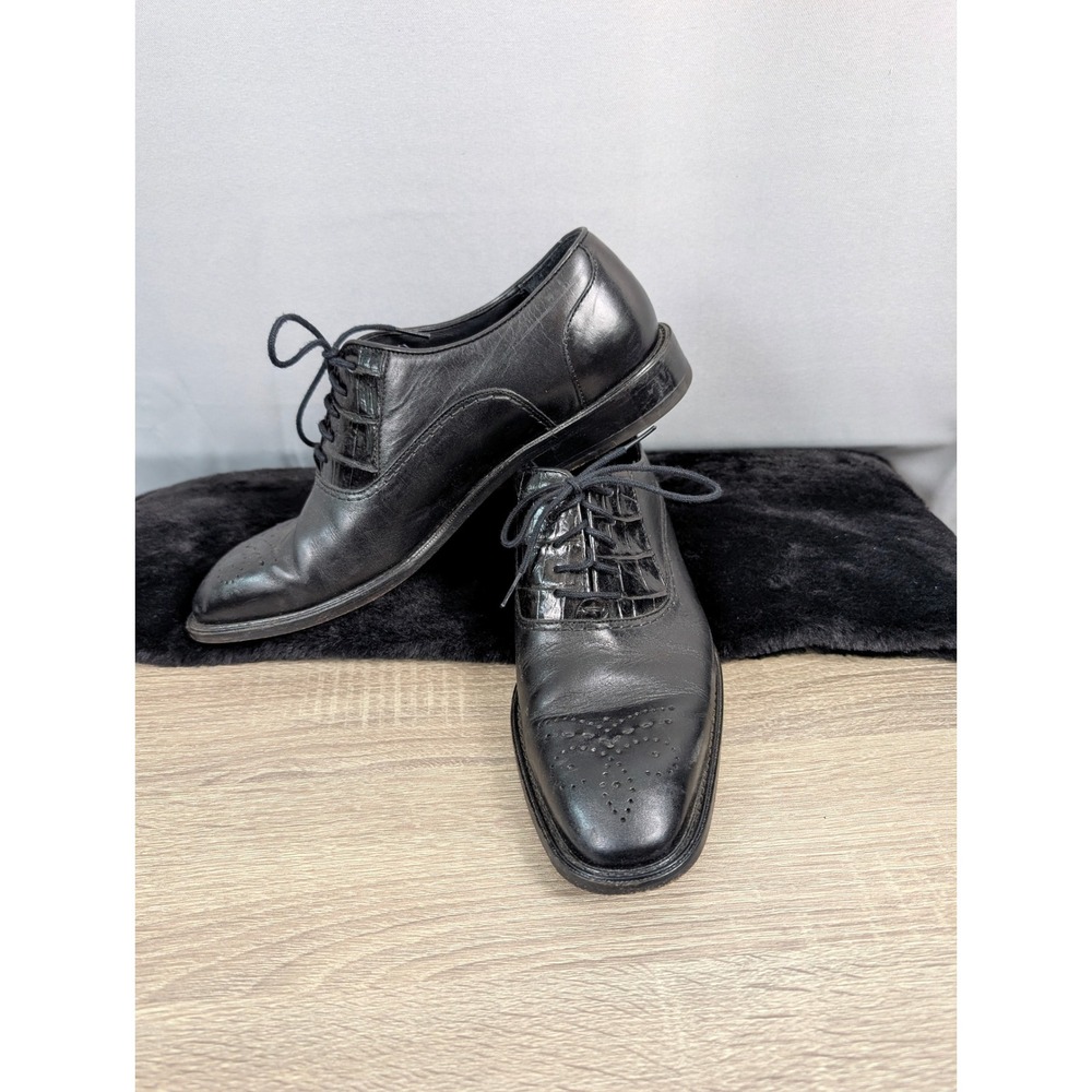 Studio Belvedere Oxford‎ Shoes Mens 8 Black Alligator